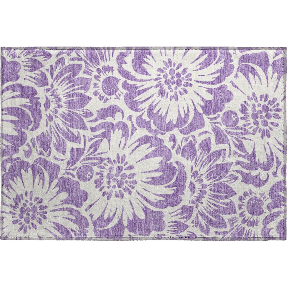 Premium Machine Washable Mayfield  Purple 1'8" x 2'6" Rug. Picture 1