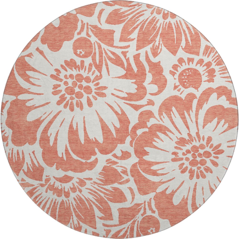 Premium Machine Washable Mayfield  Salmon 8' x 8' Round Rug. Picture 1