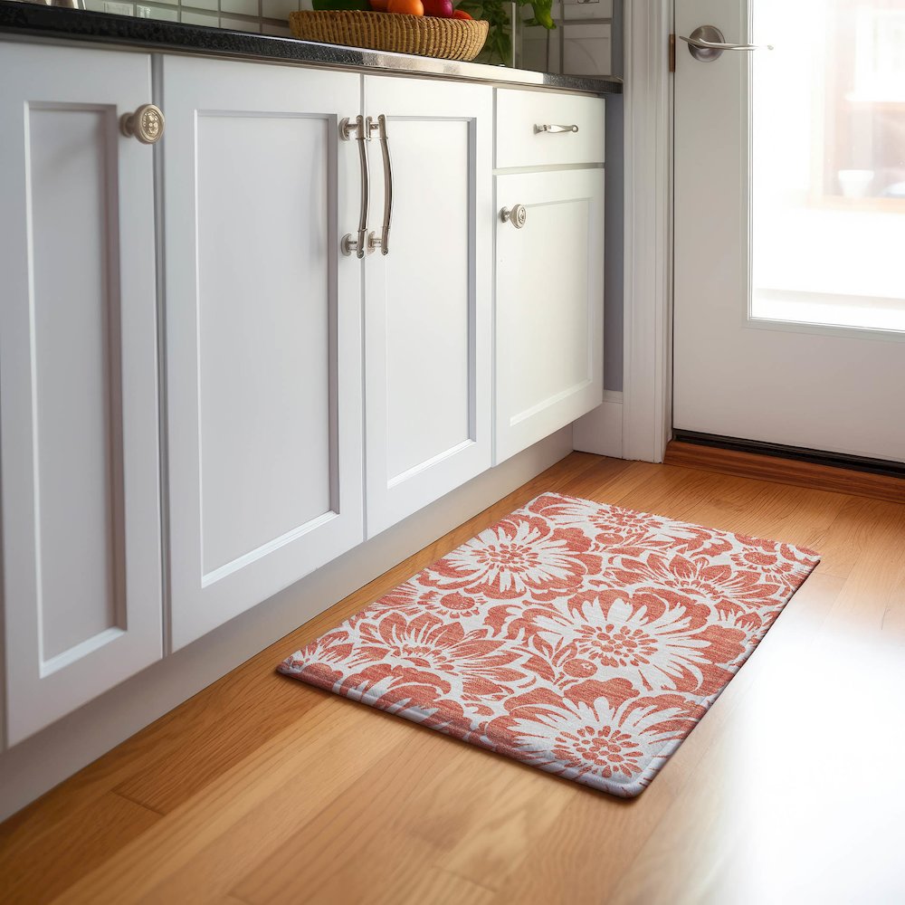 Premium Machine Washable Mayfield  Salmon 1'8" x 2'6" Rug. Picture 5