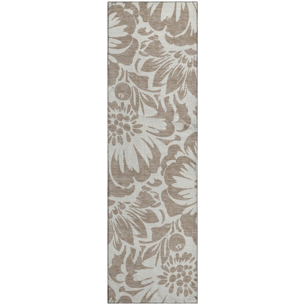 Premium Machine Washable Mayfield  Taupe 2'3" x 7'6" Runner Rug. Picture 1