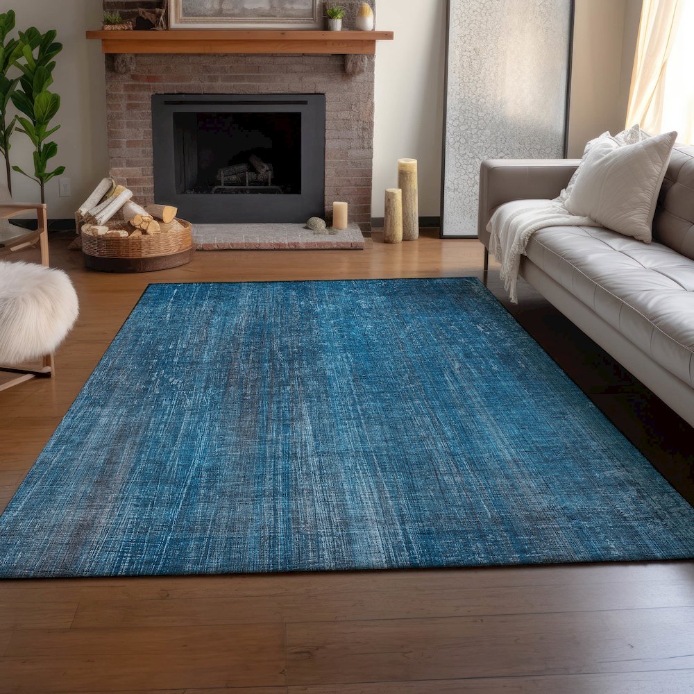 Premium Machine Washable Mayfield  Blue 2'6" x 3'10" Rug. Picture 6