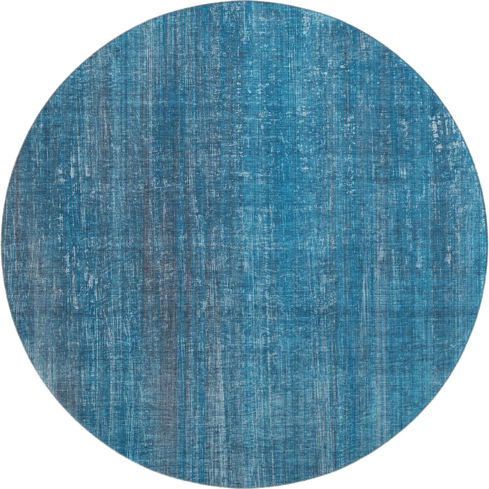 Premium Machine Washable Mayfield  Blue 8' x 8' Round Rug. Picture 1