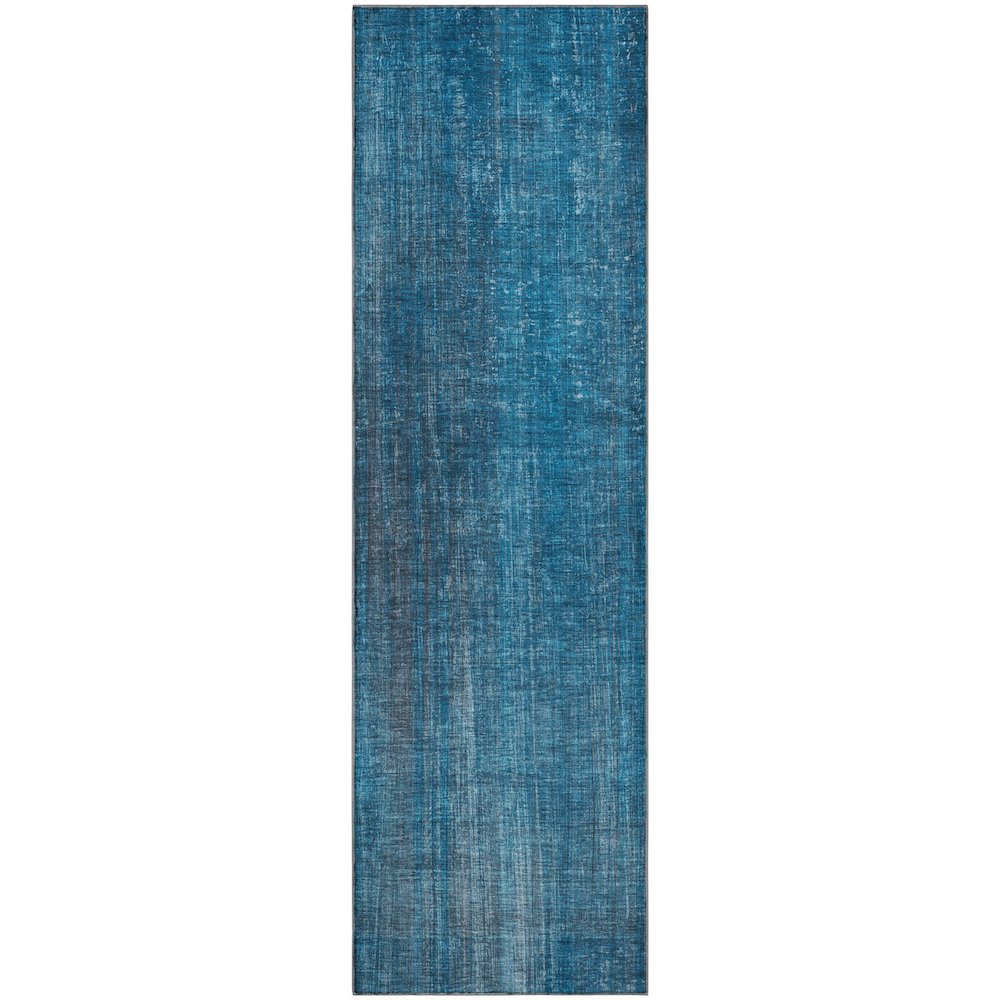 Premium Machine Washable Mayfield  Blue 2'3" x 7'6" Runner Rug. Picture 1
