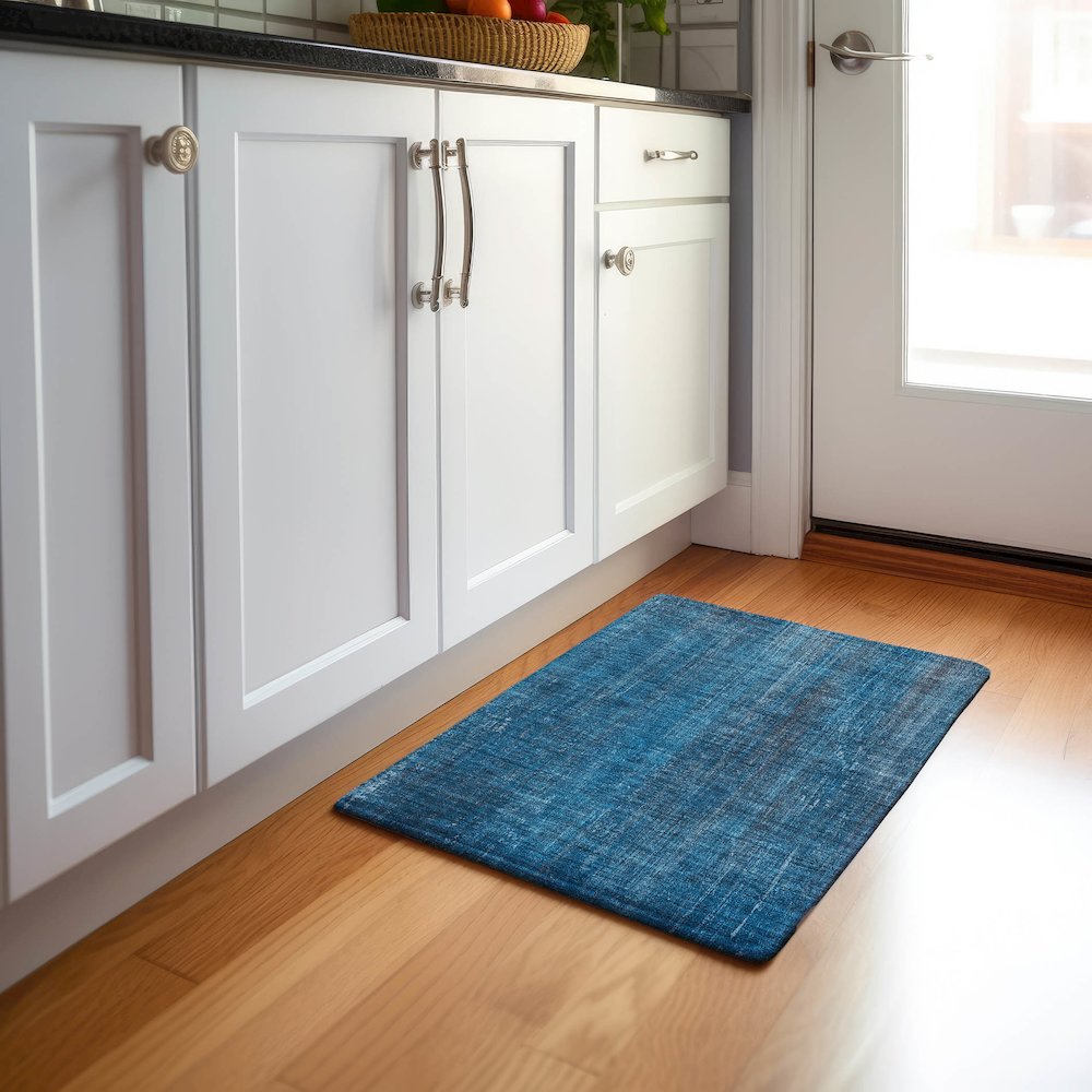 Premium Machine Washable Mayfield  Blue 1'8" x 2'6" Rug. Picture 5