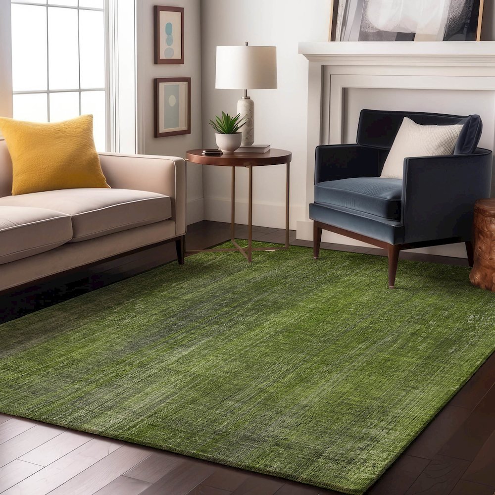 Premium Machine Washable Mayfield  Green 2'6" x 3'10" Rug. Picture 5