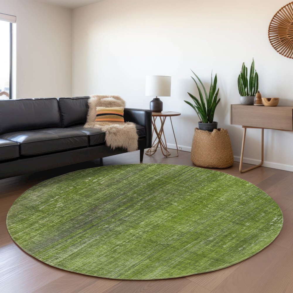 Premium Machine Washable Mayfield  Green 8' x 8' Round Rug. Picture 5