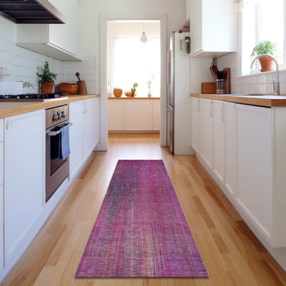 Premium Machine Washable Mayfield  Lilac 2'3" x 7'6" Runner Rug. Picture 5