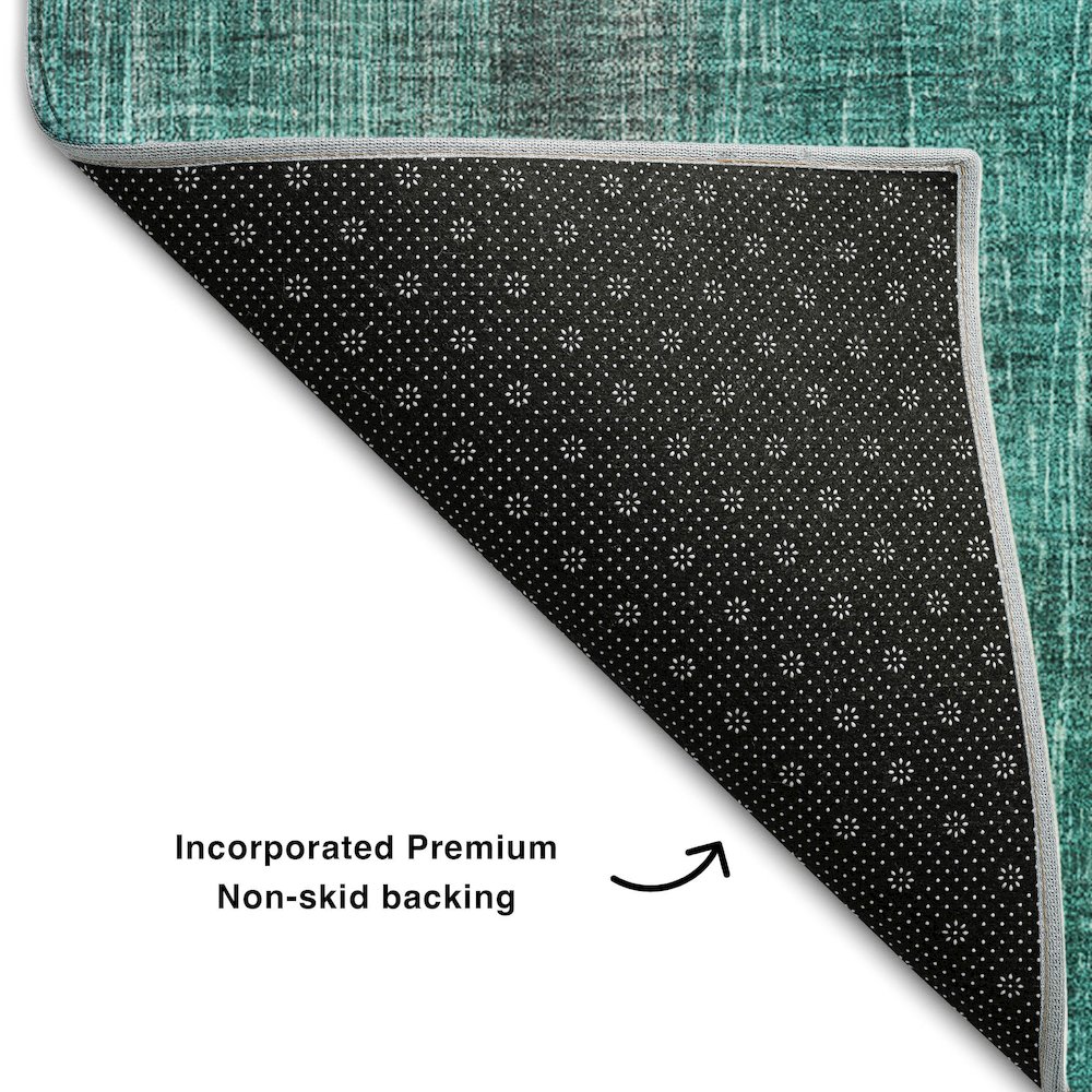 Premium Machine Washable Mayfield  Teal 1'8" x 2'6" Rug. Picture 2