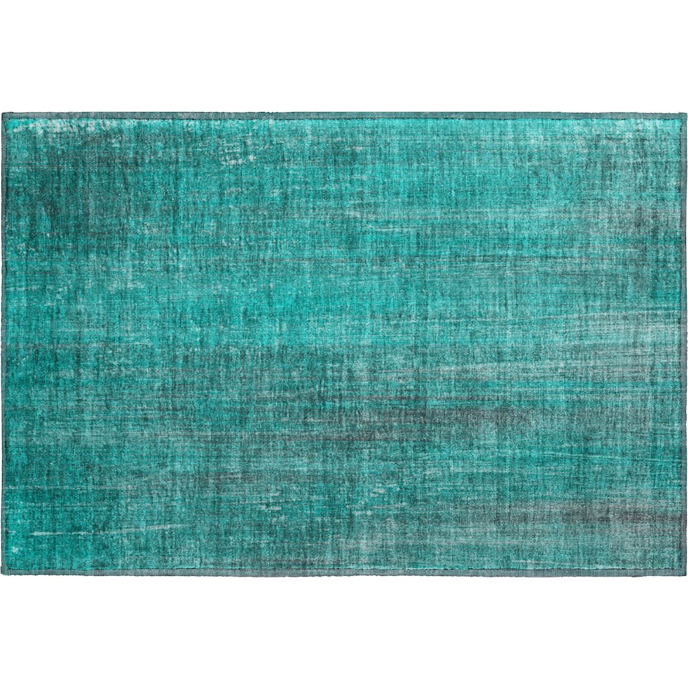 Premium Machine Washable Mayfield  Teal 1'8" x 2'6" Rug. Picture 1