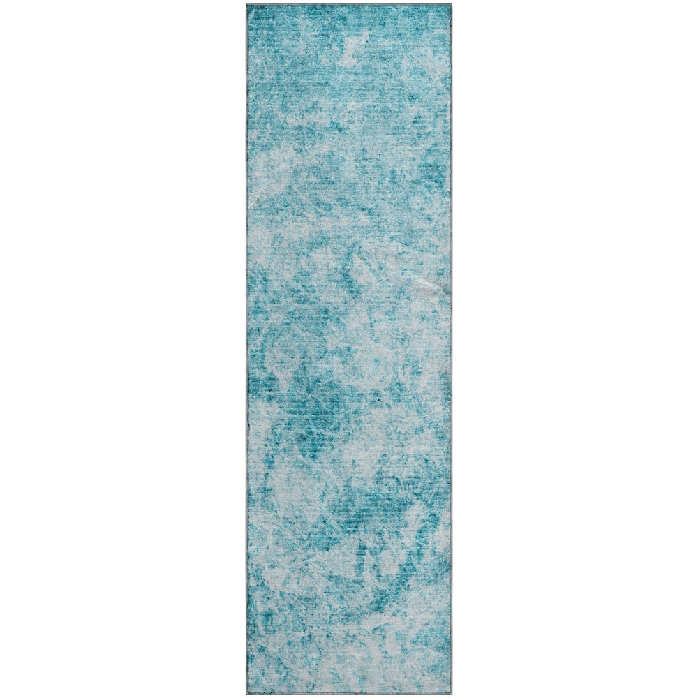 Premium Machine Washable Mayfield  Teal 2'3" x 7'6" Runner Rug. Picture 1