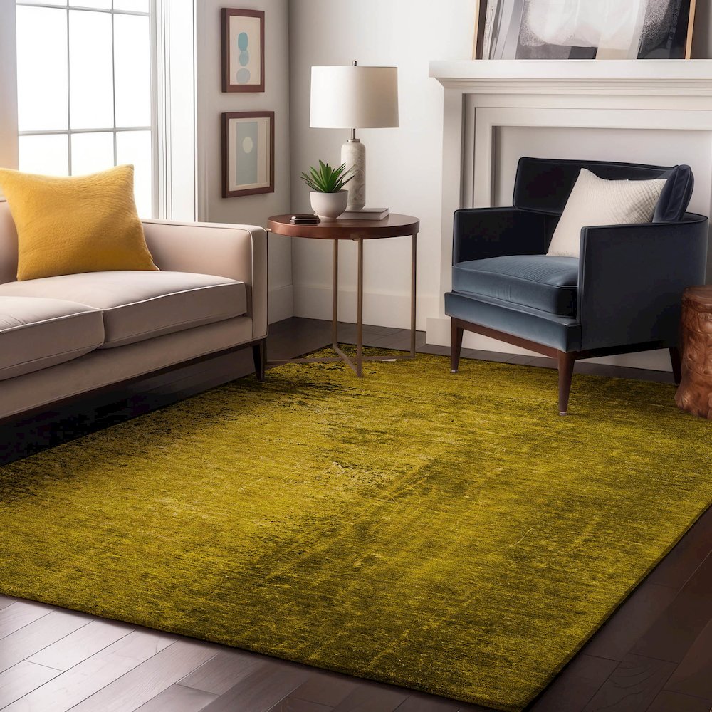 Premium Machine Washable Mayfield  Gold 2'6" x 3'10" Rug. Picture 5