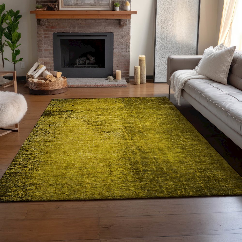 Premium Machine Washable Mayfield  Gold 2'6" x 3'10" Rug. Picture 6