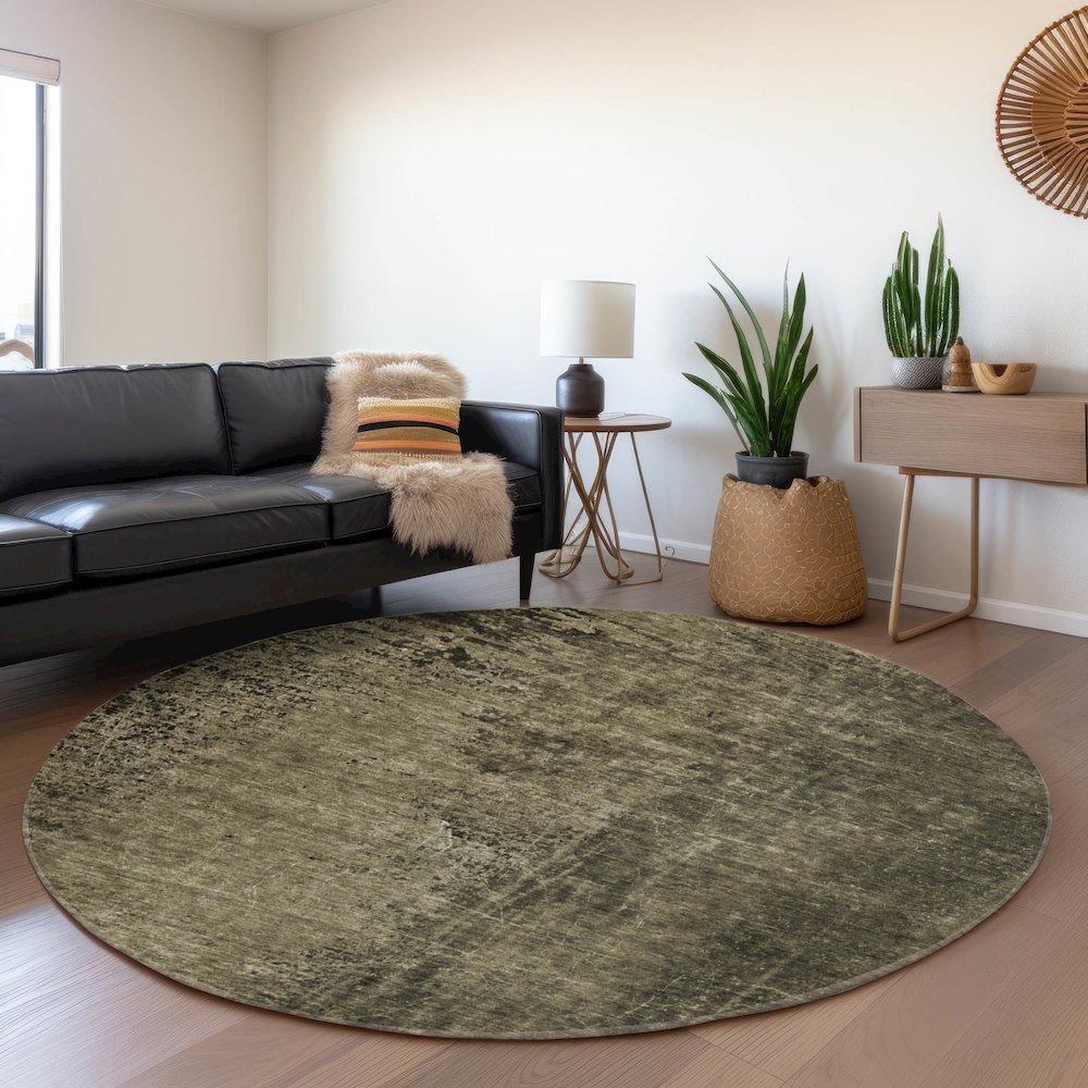 Premium Machine Washable Mayfield  Gray 8' x 8' Round Rug. Picture 5