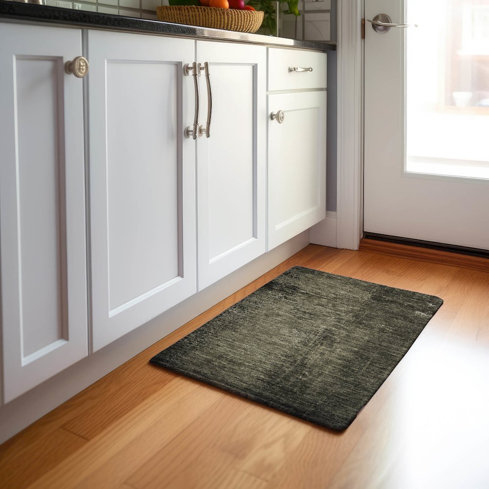 Premium Machine Washable Mayfield  Gray 1'8" x 2'6" Rug. Picture 5