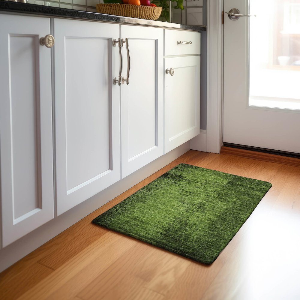 Premium Machine Washable Mayfield  Green 1'8" x 2'6" Rug. Picture 5
