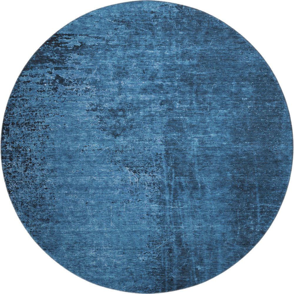 Premium Machine Washable Mayfield  Navy 8' x 8' Round Rug. Picture 1