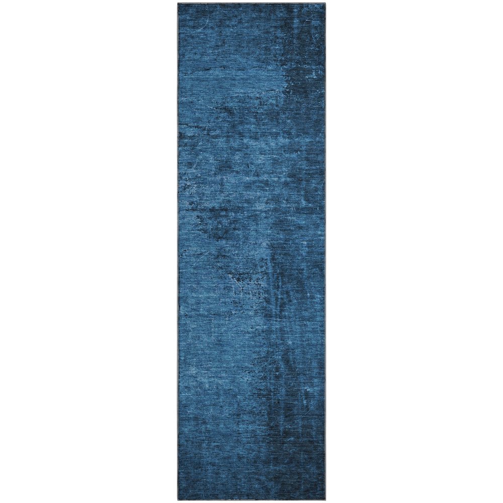 Premium Machine Washable Mayfield  Navy 2'3" x 7'6" Runner Rug. Picture 1