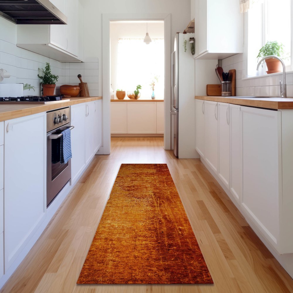 Premium Machine Washable Mayfield  Paprika 2'3" x 7'6" Runner Rug. Picture 5
