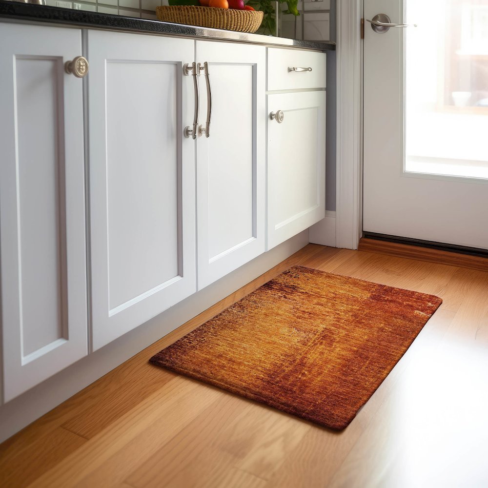 Premium Machine Washable Mayfield  Paprika 1'8" x 2'6" Rug. Picture 5