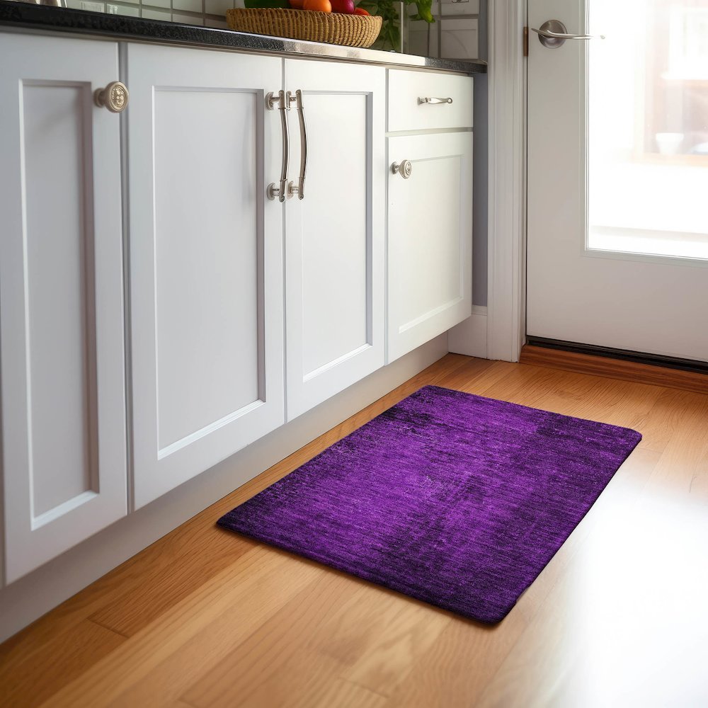 Premium Machine Washable Mayfield  Purple 1'8" x 2'6" Rug. Picture 5