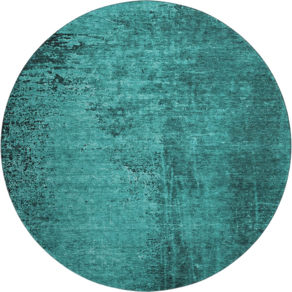 Premium Machine Washable Mayfield  Teal 8' x 8' Round Rug. Picture 1