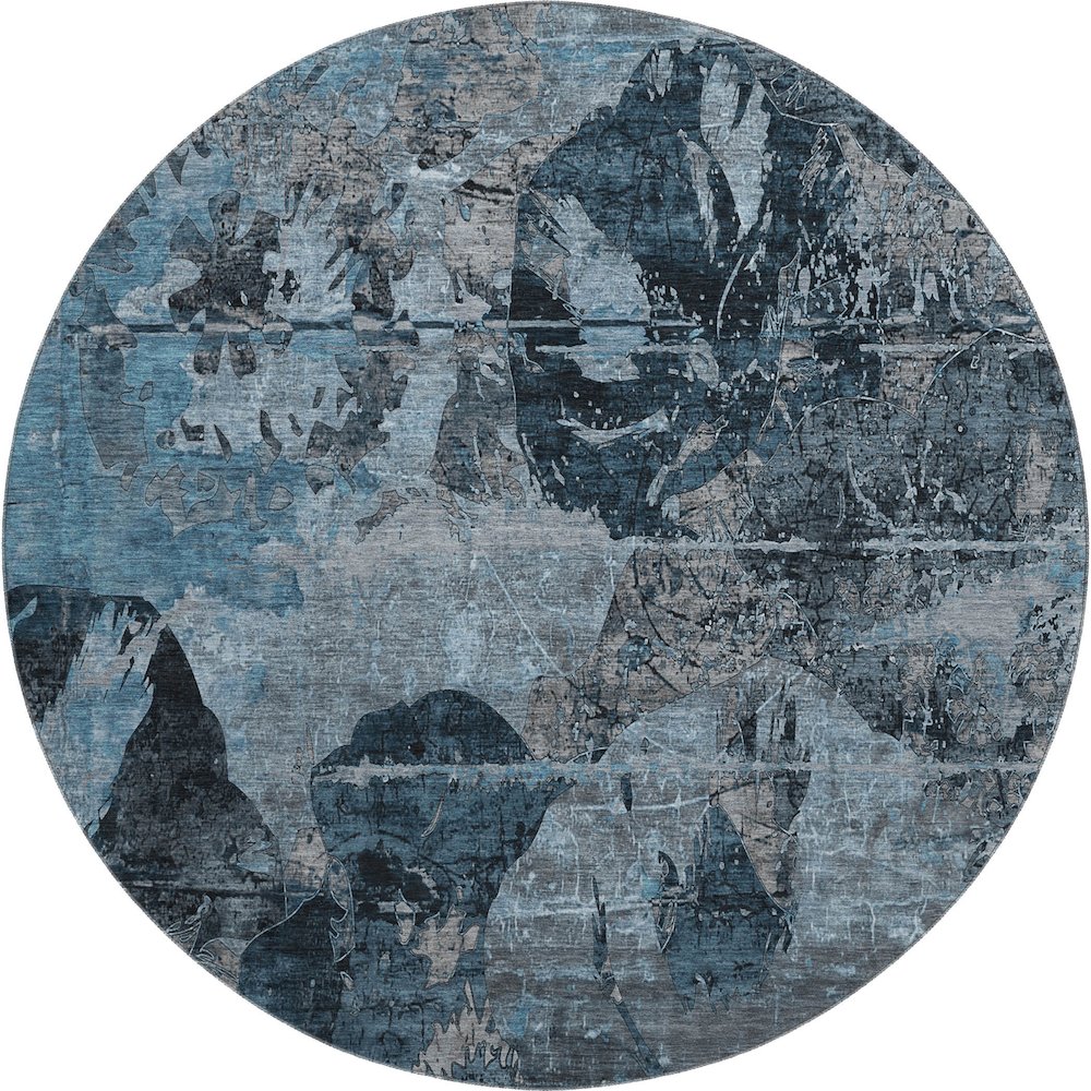 Premium Machine Washable Mayfield  Denim 8' x 8' Round Rug. Picture 1