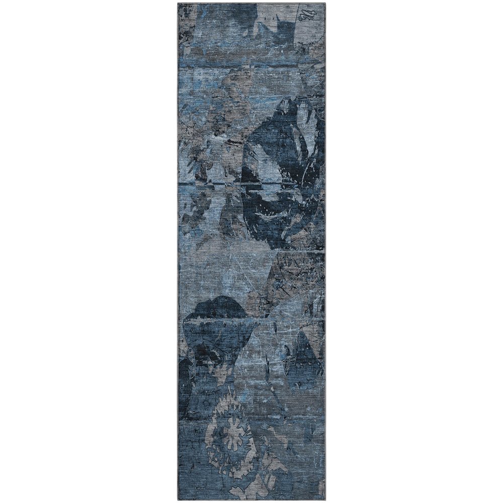 Premium Machine Washable Mayfield  Denim 2'3" x 7'6" Runner Rug. Picture 1