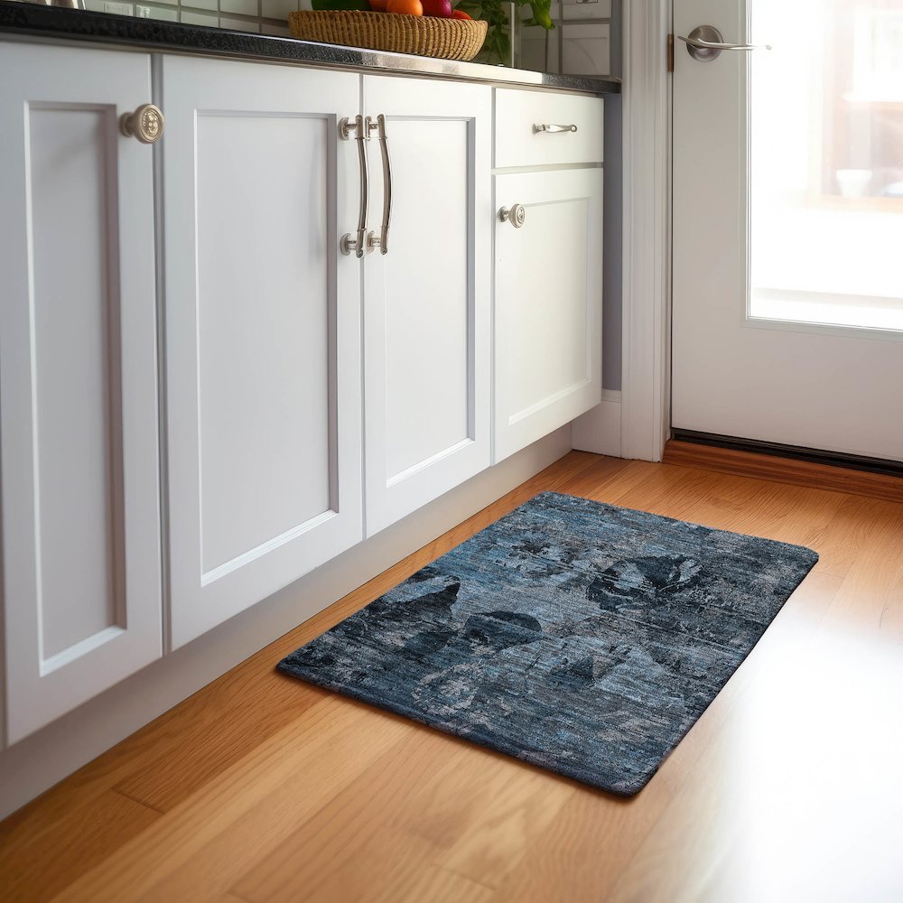 Premium Machine Washable Mayfield  Denim 1'8" x 2'6" Rug. Picture 5