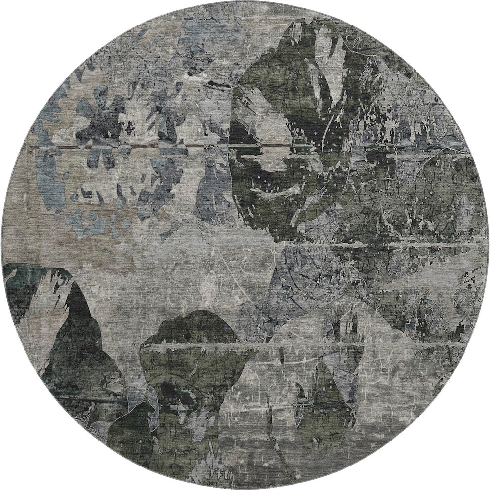 Premium Machine Washable Mayfield  Gray 8' x 8' Round Rug. Picture 1