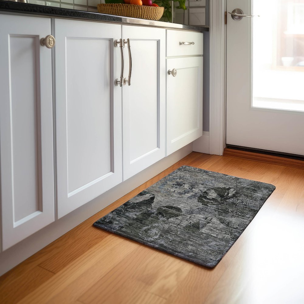 Premium Machine Washable Mayfield  Gray 1'8" x 2'6" Rug. Picture 5