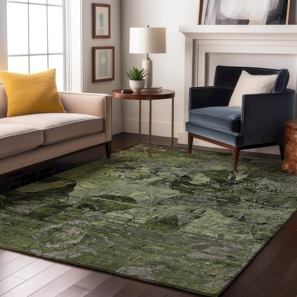 Premium Machine Washable Mayfield  Green 2'6" x 3'10" Rug. Picture 5