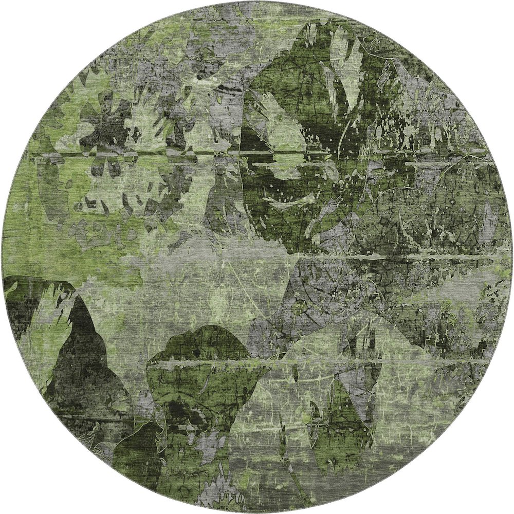 Premium Machine Washable Mayfield  Green 8' x 8' Round Rug. Picture 1