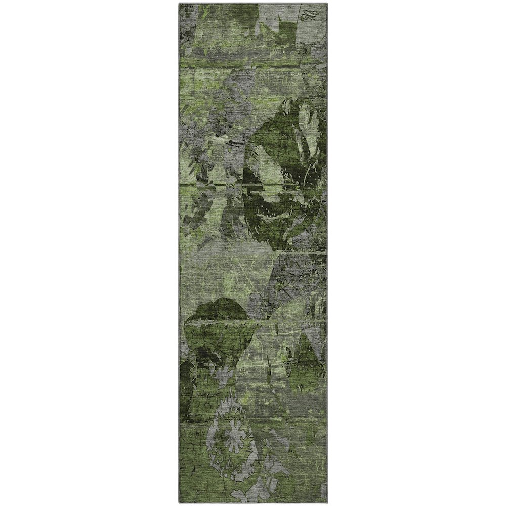 Premium Machine Washable Mayfield  Green 2'3" x 7'6" Runner Rug. Picture 1