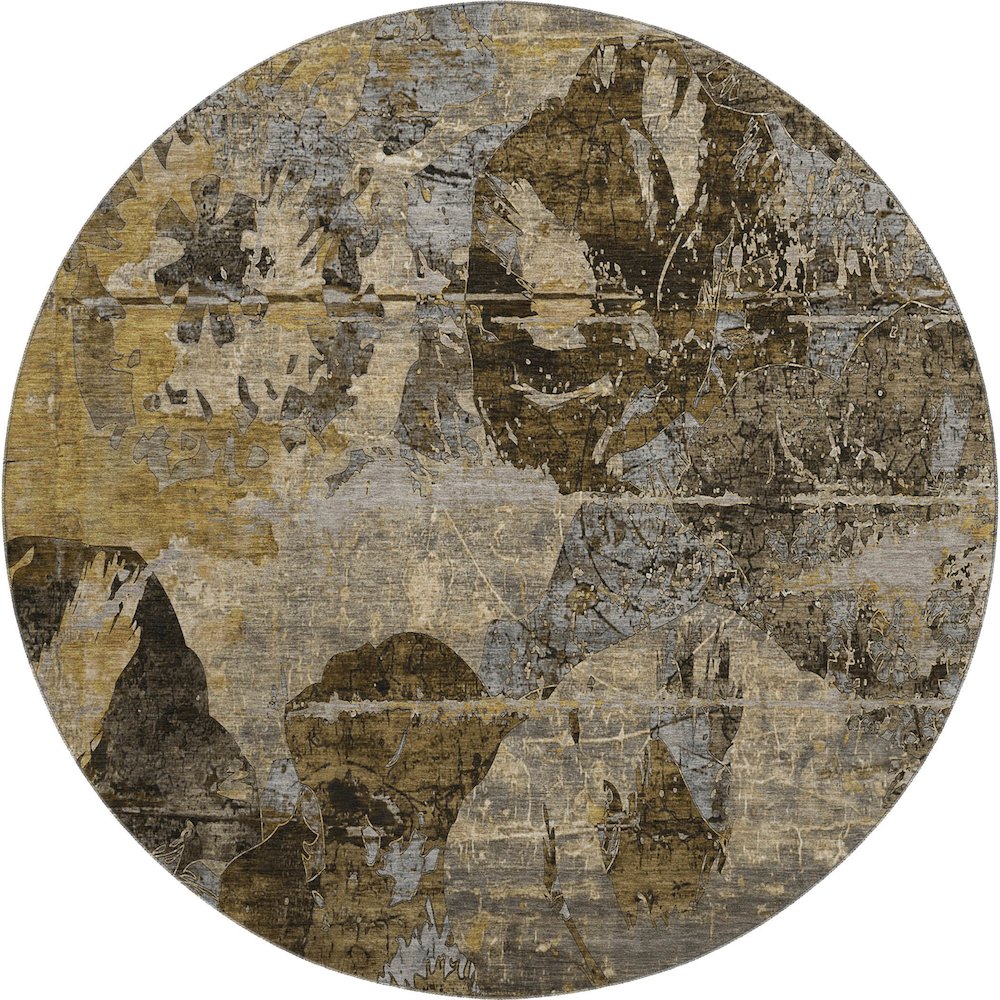 Premium Machine Washable Mayfield  Mocha 8' x 8' Round Rug. Picture 1