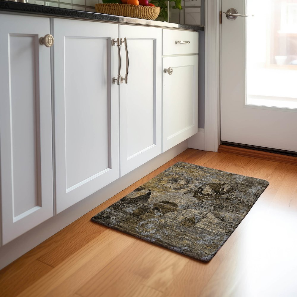 Premium Machine Washable Mayfield  Mocha 1'8" x 2'6" Rug. Picture 5