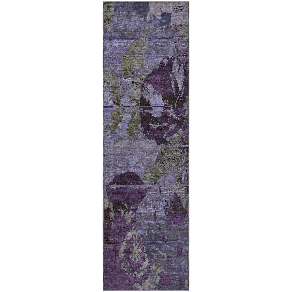 Premium Machine Washable Mayfield  Purple 2'3" x 7'6" Runner Rug. Picture 1