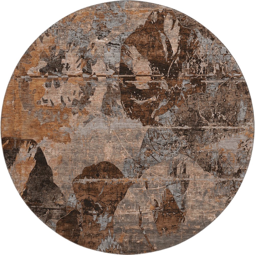 Premium Machine Washable Mayfield  Terracotta 8' x 8' Round Rug. Picture 1