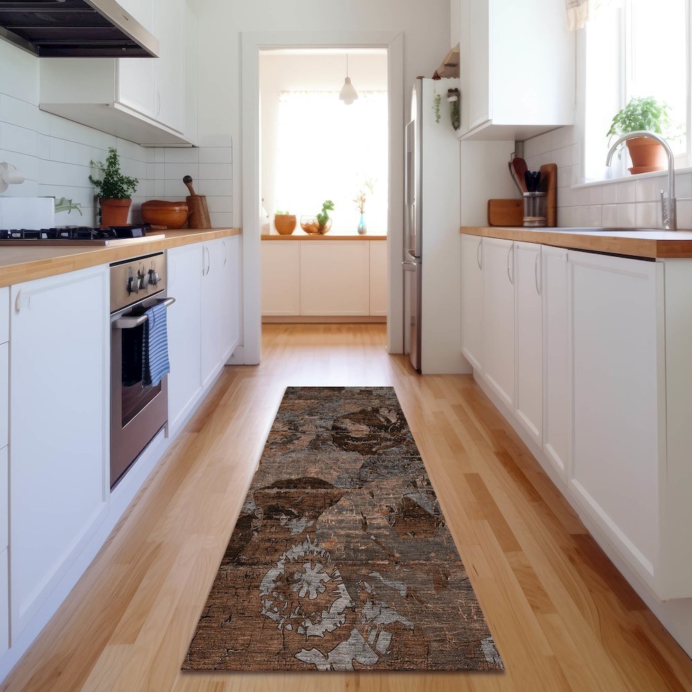 Premium Machine Washable Mayfield  Terracotta 2'3" x 7'6" Runner Rug. Picture 5