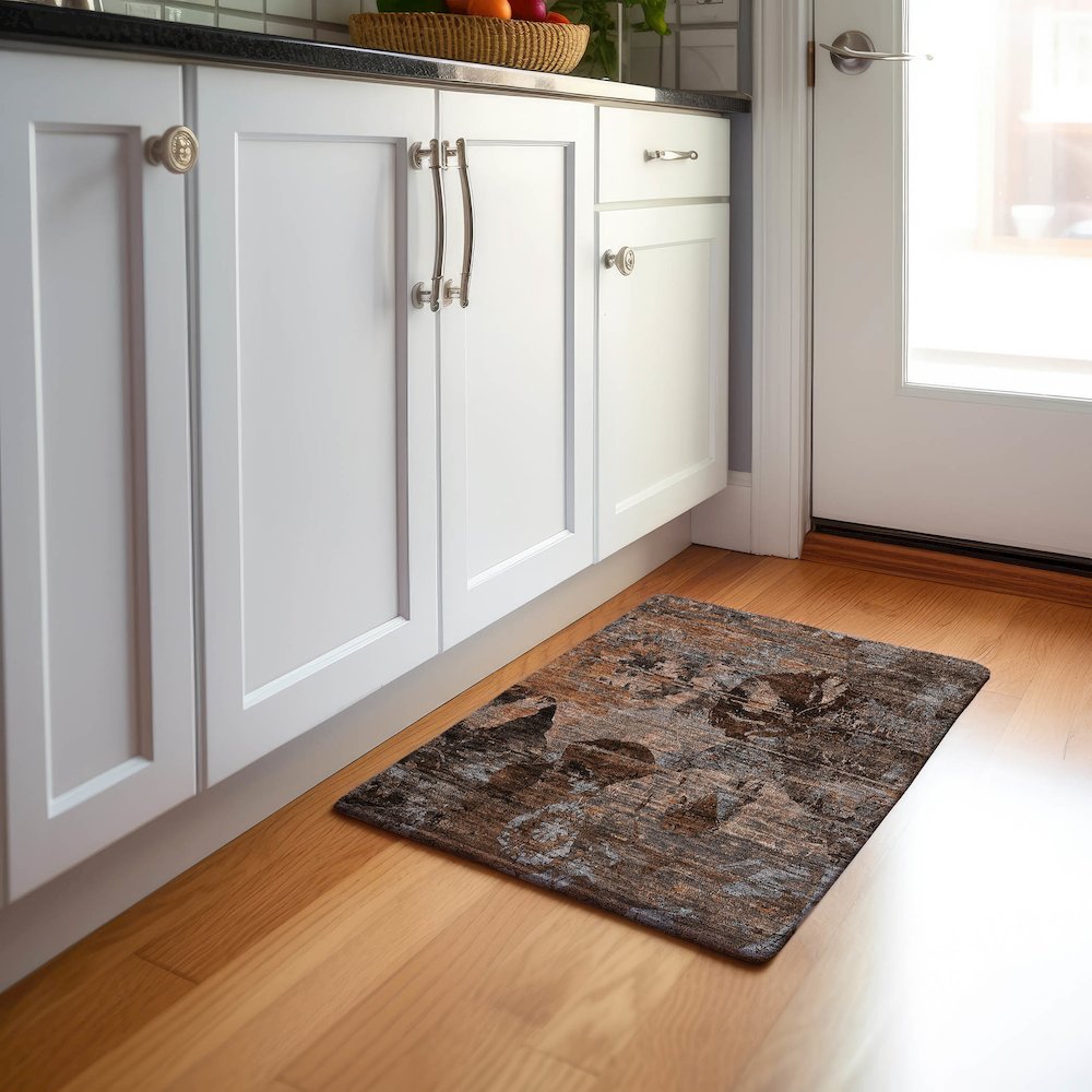 Premium Machine Washable Mayfield  Terracotta 1'8" x 2'6" Rug. Picture 5