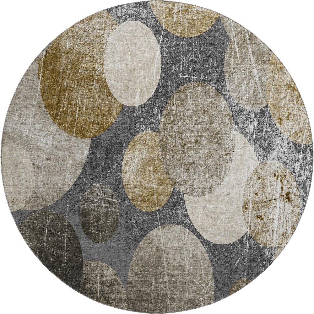 Premium Machine Washable Mayfield  Brown 8' x 8' Round Rug. Picture 1