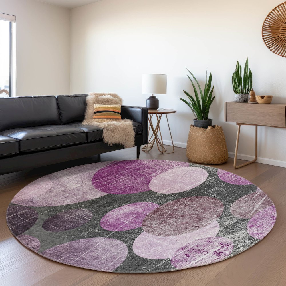 Premium Machine Washable Mayfield  Garnet 8' x 8' Round Rug. Picture 5