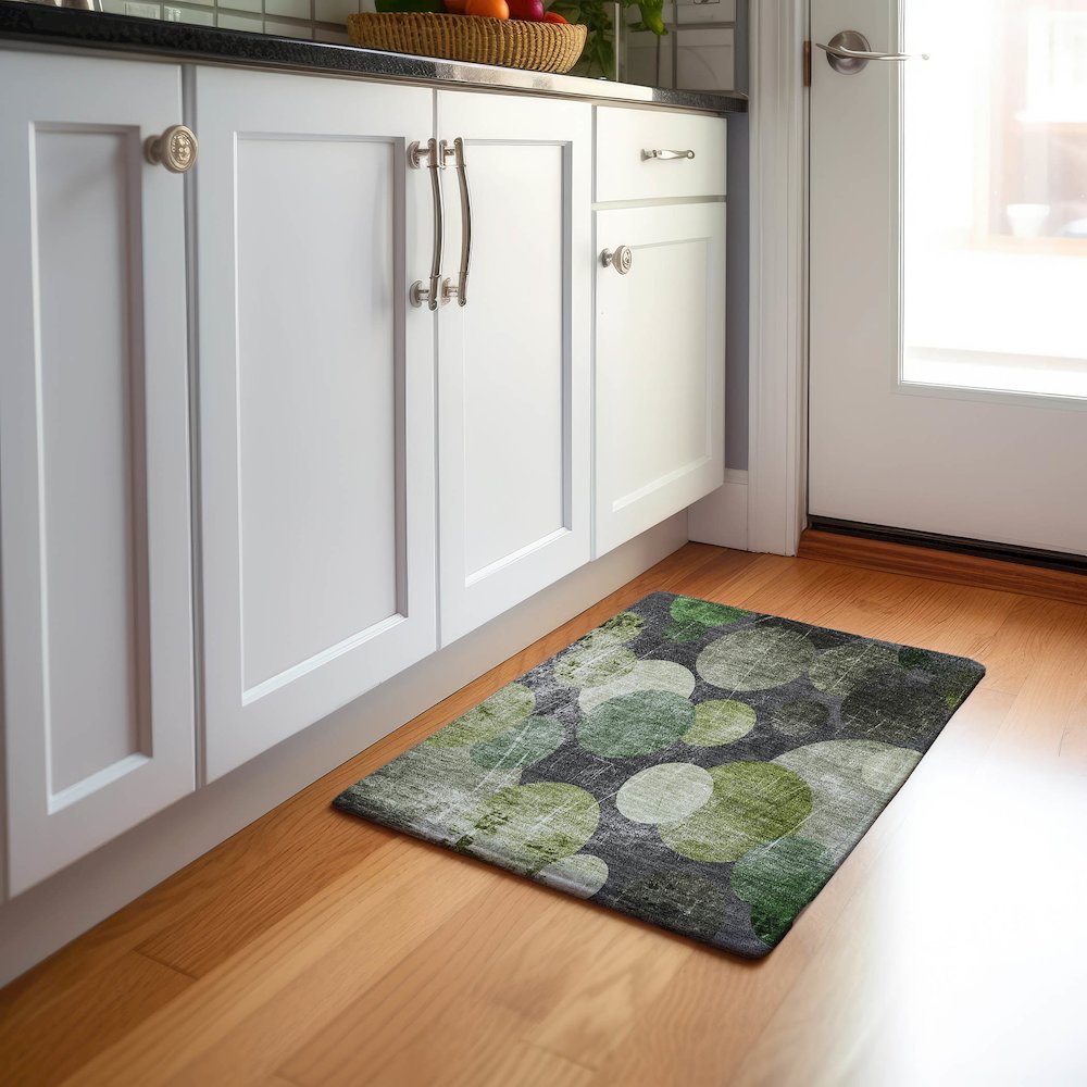 Premium Machine Washable Mayfield  Green 1'8" x 2'6" Rug. Picture 5