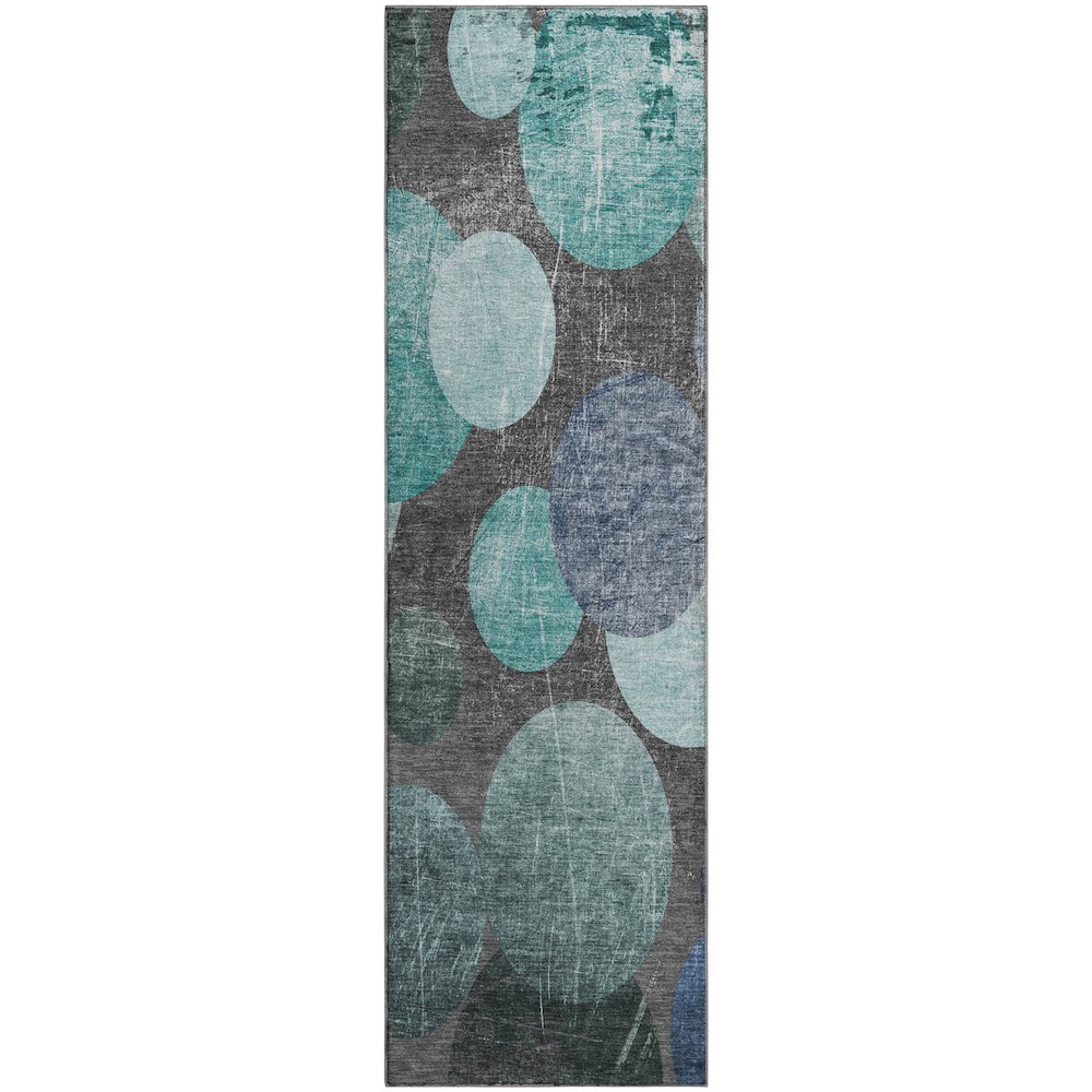 Premium Machine Washable Mayfield  Teal 2'3" x 7'6" Runner Rug. Picture 1