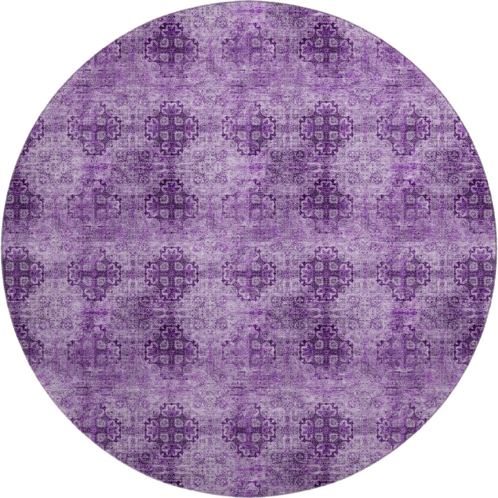 Premium Machine Washable Mayfield  Eggplant 8' x 8' Round Rug. Picture 1