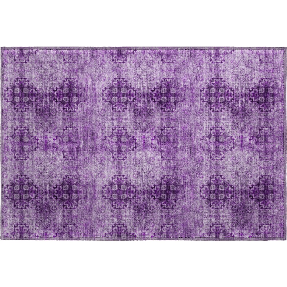 Premium Machine Washable Mayfield  Eggplant 1'8" x 2'6" Rug. Picture 1