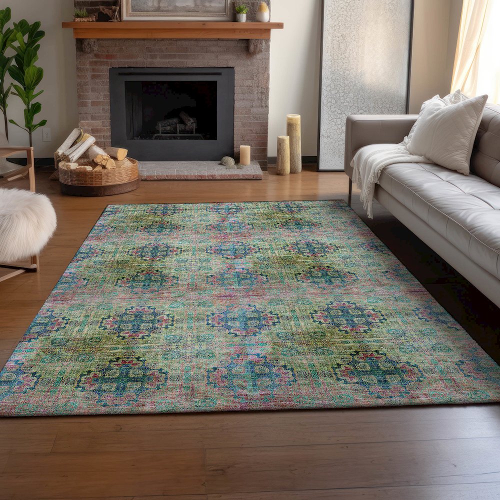 Premium Machine Washable Mayfield  Green 2'6" x 3'10" Rug. Picture 6