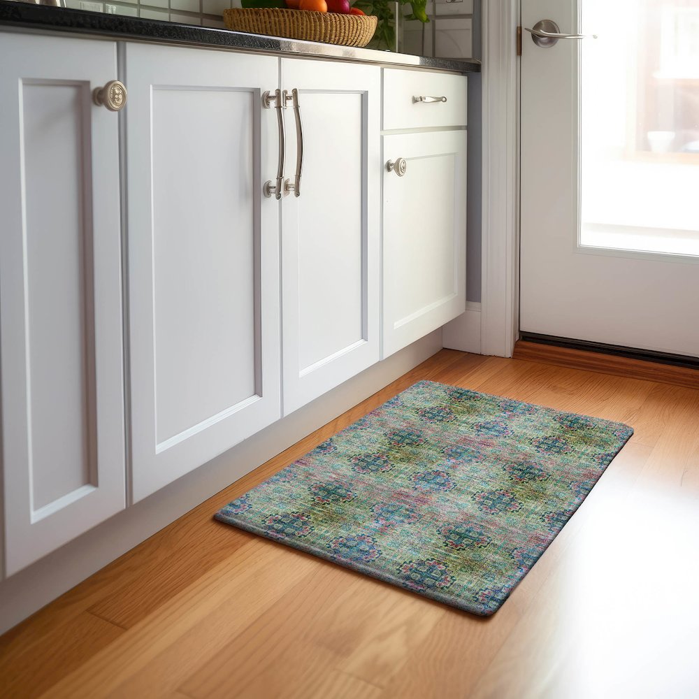 Premium Machine Washable Mayfield  Green 1'8" x 2'6" Rug. Picture 5