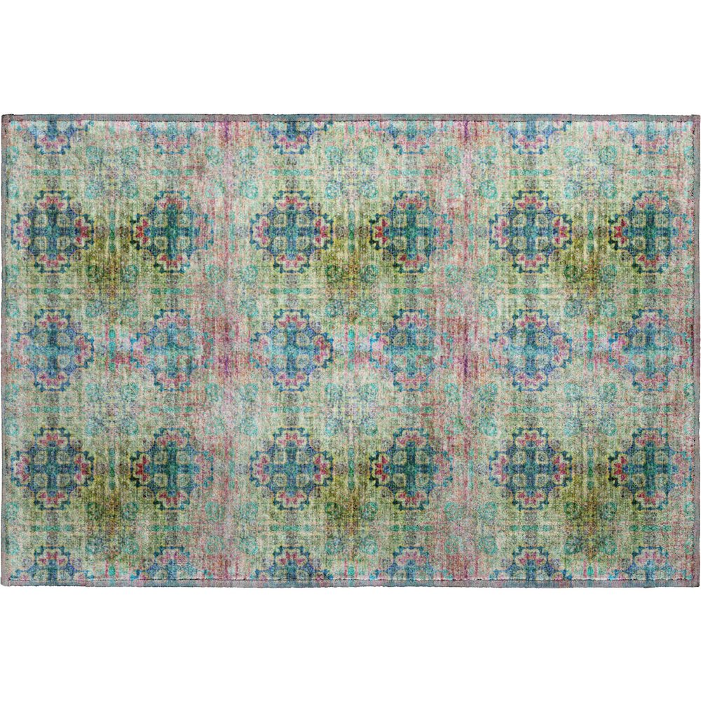 Premium Machine Washable Mayfield  Green 1'8" x 2'6" Rug. Picture 1
