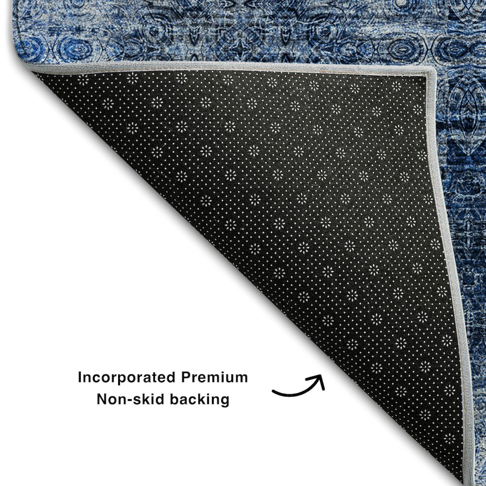 Premium Machine Washable Mayfield  Navy 1'8" x 2'6" Rug. Picture 2