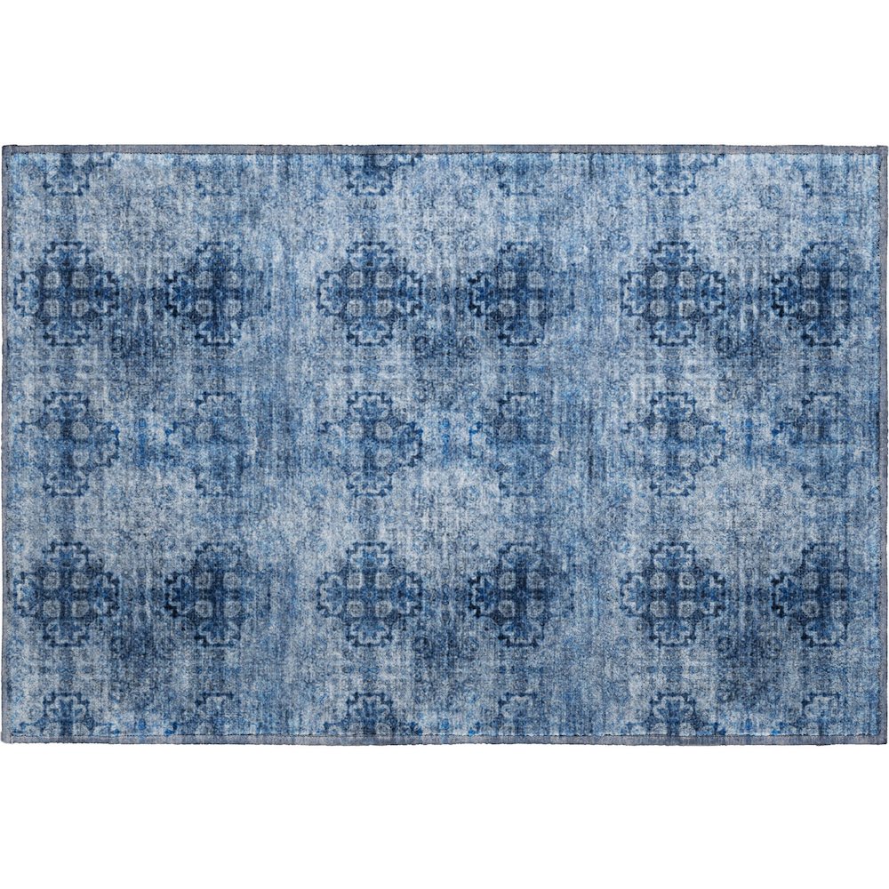 Premium Machine Washable Mayfield  Navy 1'8" x 2'6" Rug. Picture 1